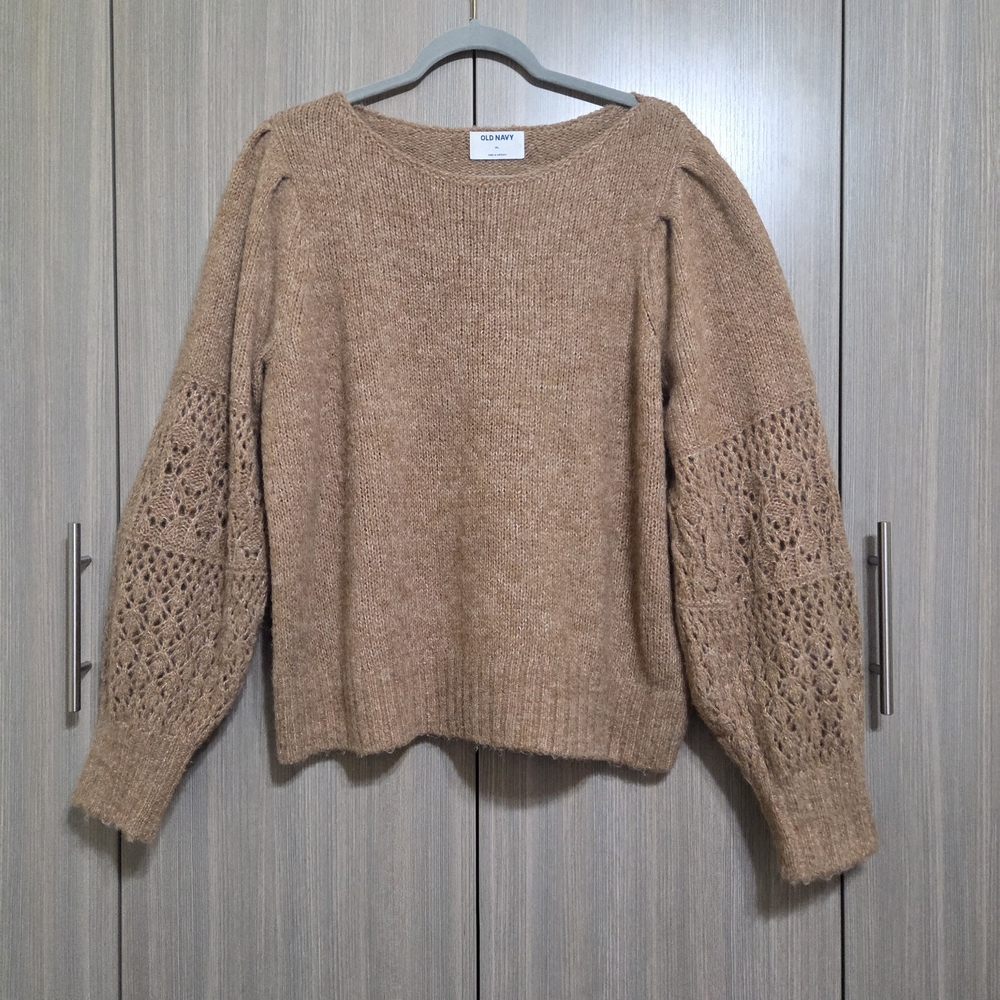 Old Navy Tan Sweater with Lace Detail